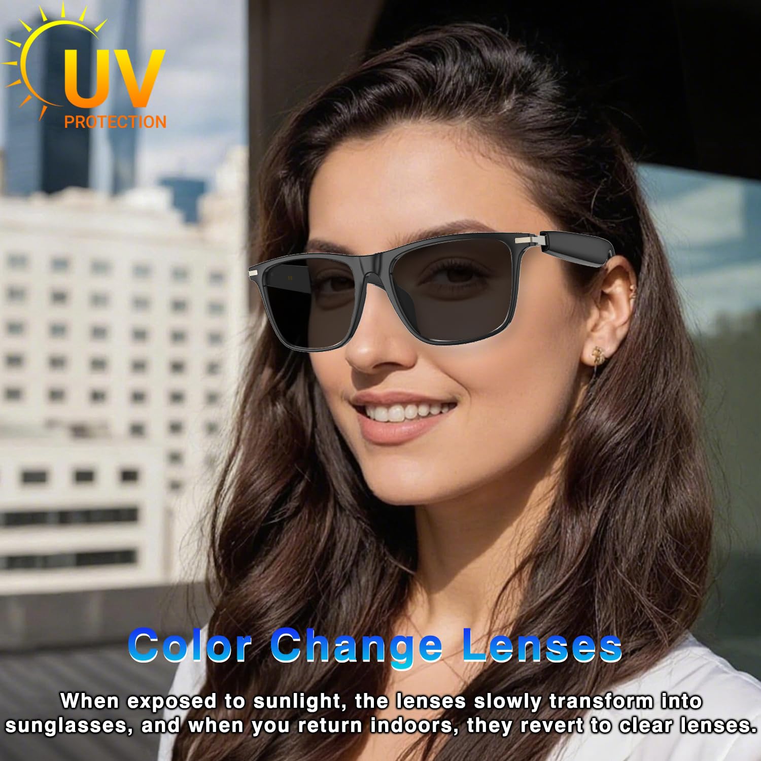 Lentes inteligentes de traducción Ai con ChatGPT, gafas Bluetooth con traducción de más de 164 idiomas, lentes de traductor físicos de cambio de color, lentes de audio multifuncionales para 6