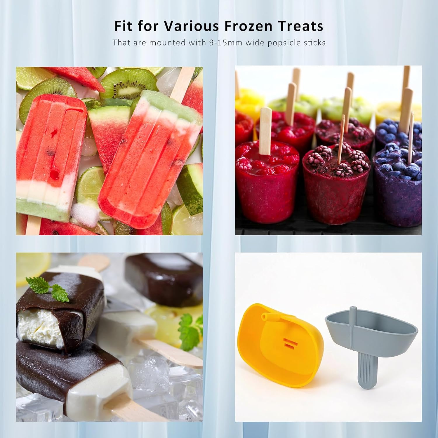 4 Pack Silicone Popsicle Holders, No-Drip Ice Pop Drip Catchers for Kids