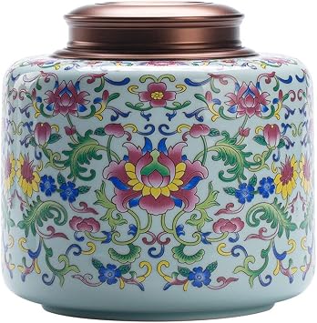Tea Tins Canister Beautiful Enameled Loose Leaf Tea Canister Ceramic Double Lid Sealed Canister Large Premium Tea Warehouse Tea Storage Containers