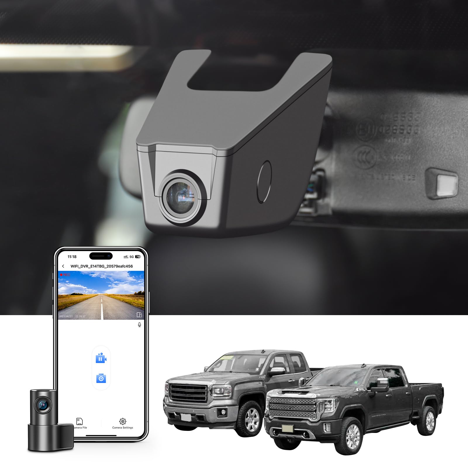 mangoal 4K Front & 2K Rear 2 Channel HDR Dash Cam, Dual STARVIS 2 IMX678 IMX675 for GMC Sierra Select 1500 2014-2021; Select 2500/3500 2015-2023 (Model E), 5GHz WiFi, GPS, 128GB Card-image-44