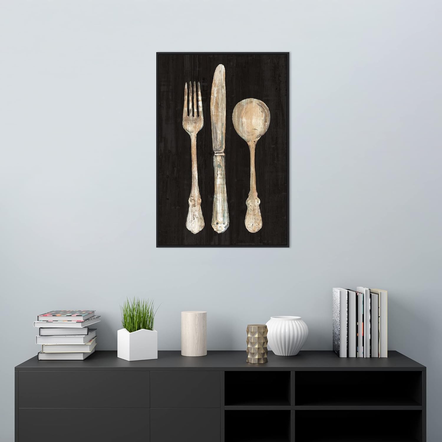 Amanti Art Framed Canvas Wall Art 33x23 Setting the Table I Dark by Wild Apple Portfolio, Framed Wall Art Canvas, Still Life Artwork, Modern Decor, Large Poster Painting for Living Room, Bedroom,