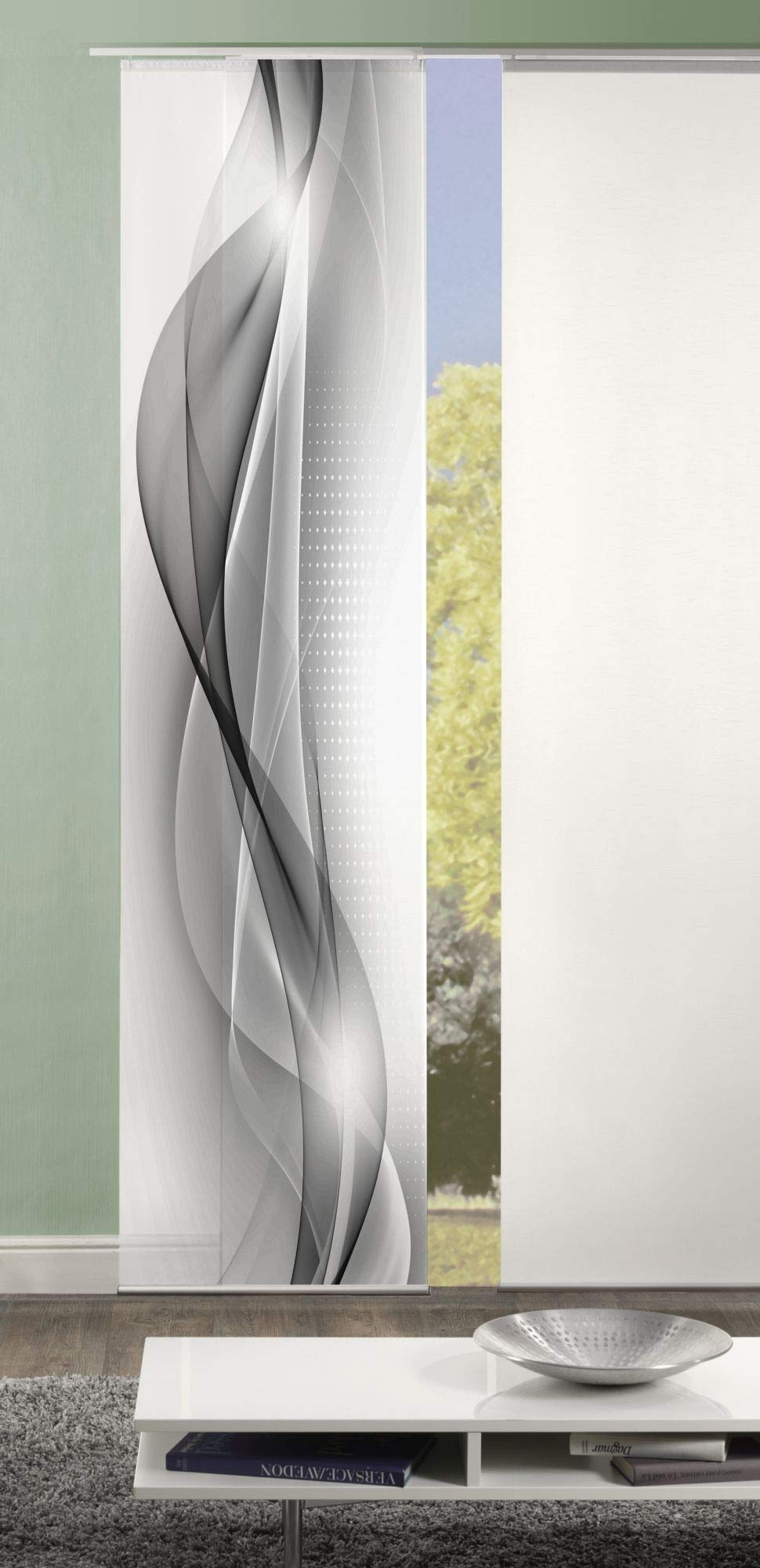 Schiebevorhang Deko blickdicht ALENIA, Farbe grau, Größe BxH 60x245 cm