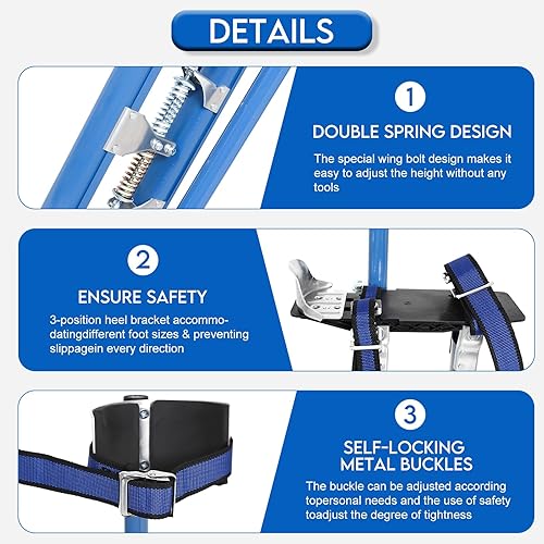 Vista 5 de Zancos ajustables para paneles de yeso de grado profesional, de 24 a 40 pulgadas, para pintura de aluminio, para pintor, cinta azul