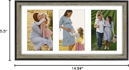 Miniatura 9 de Golden State Art, Marco de fotos de collage de 7 x 14 pulgadas con tres aperturas de 4 x 6 pulgadas, pantalla horizontal y vertical, marcos rústicos