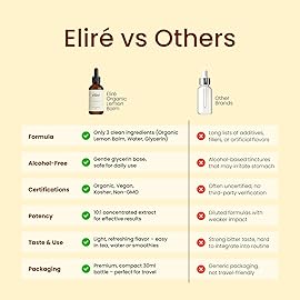 Organic Lemon Balm Drops (10:1) - Alcohol-Free Extract with only 3 Ingredients - Gentle After-Meal Digestive Comfort and Occasional Bloat Relief - Mix in Tea - Organic, Kosher, Non-GMO - 1 fl oz