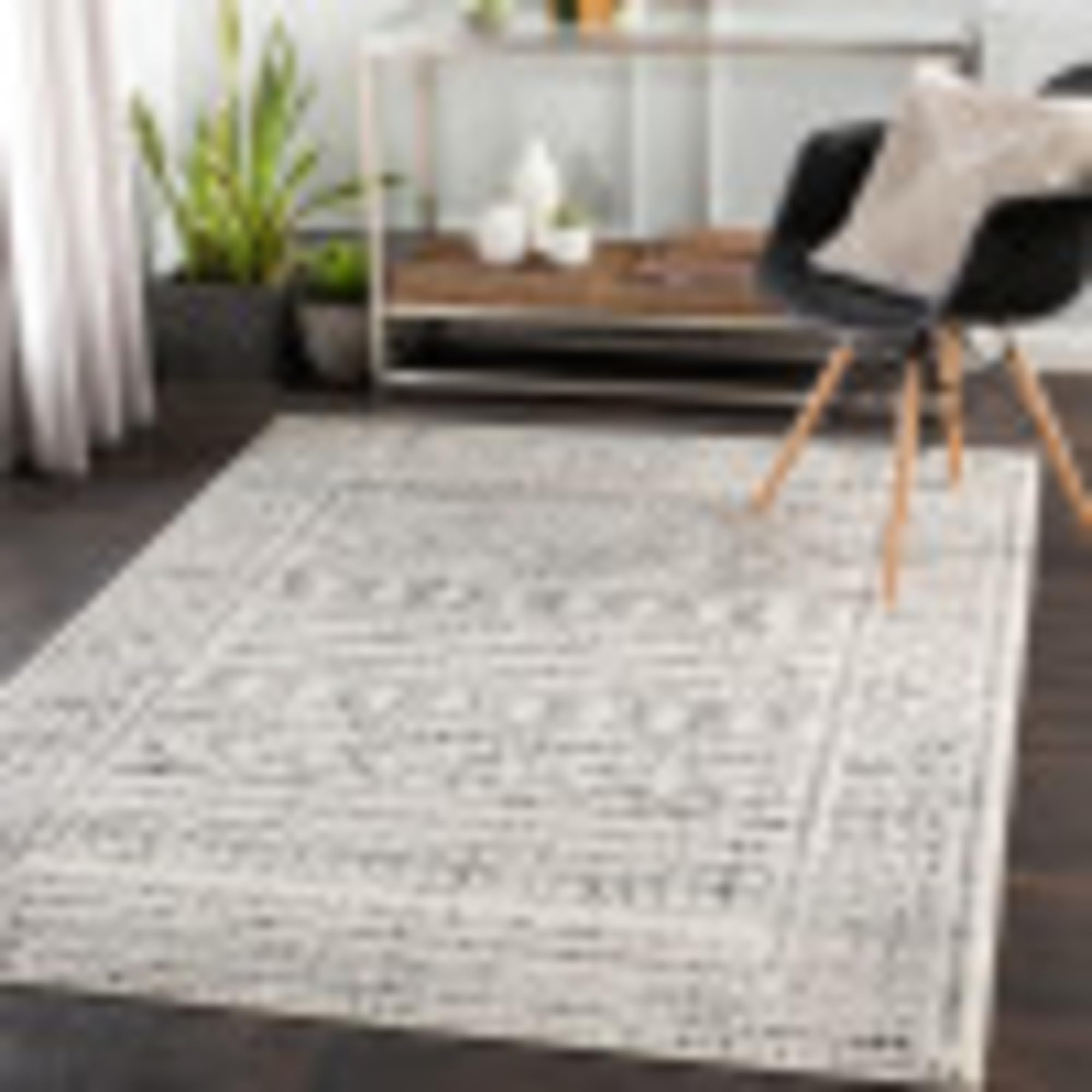 Livabliss OLIMPIA Scandi Geometric Area Rug - Light Grey - 240 x 305 cm - Polypropylene