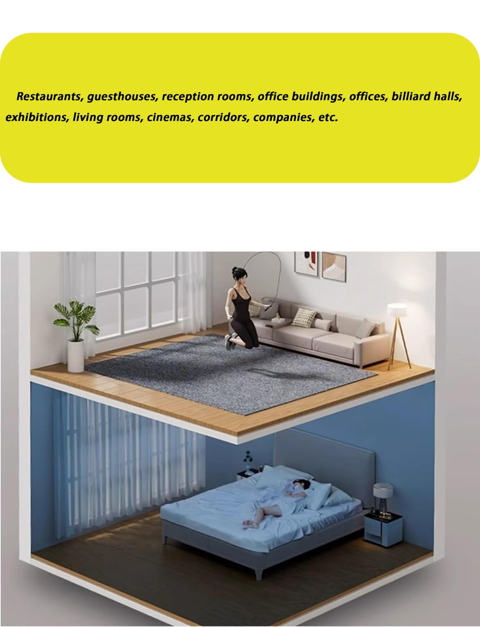 Grand rouleau de tapis antidérapant et insonorisant pour bureau, chambre à coucher, usage domestique – Tapis de sol épais pour espaces commerciaux