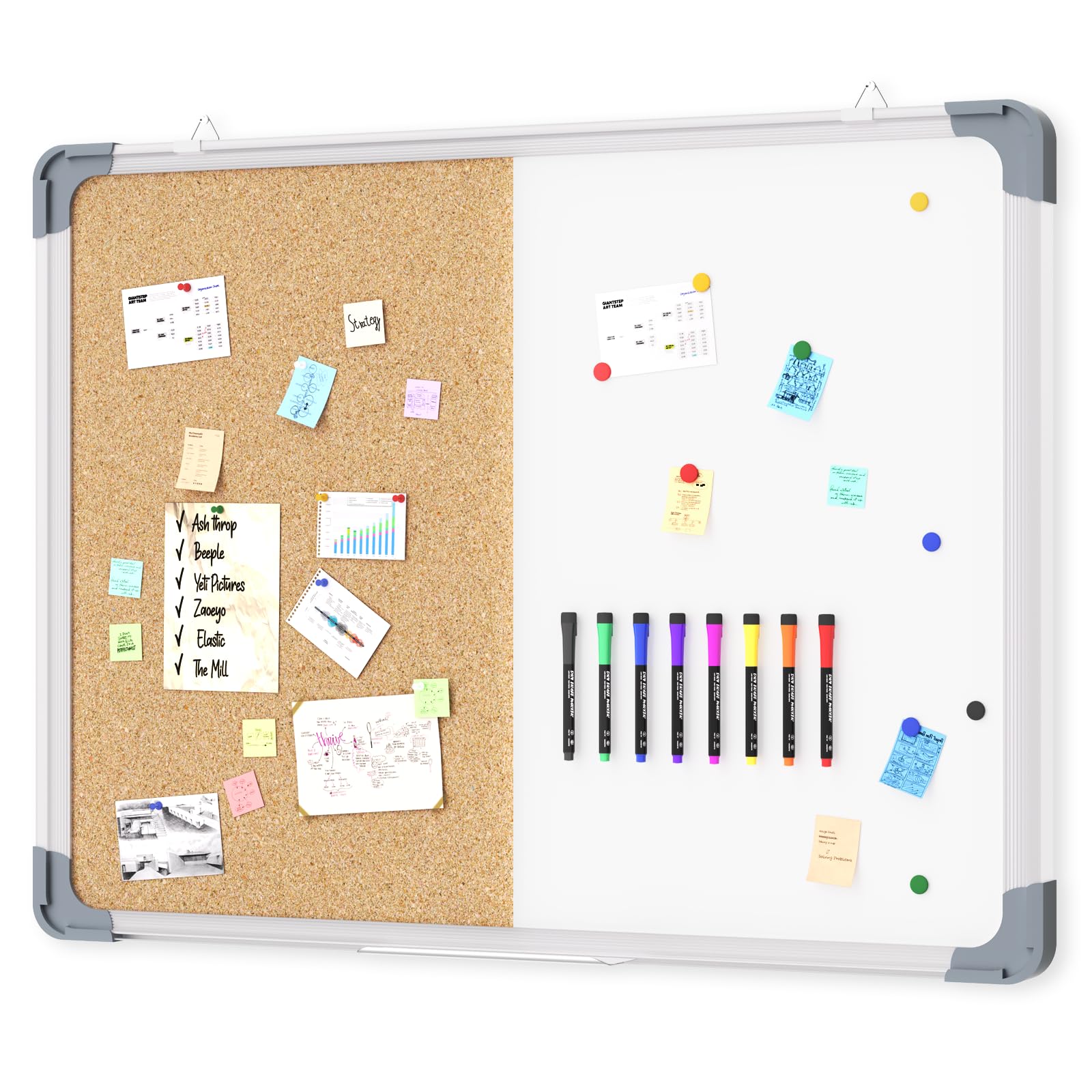 Half Whiteboard Corkboard Combination Set