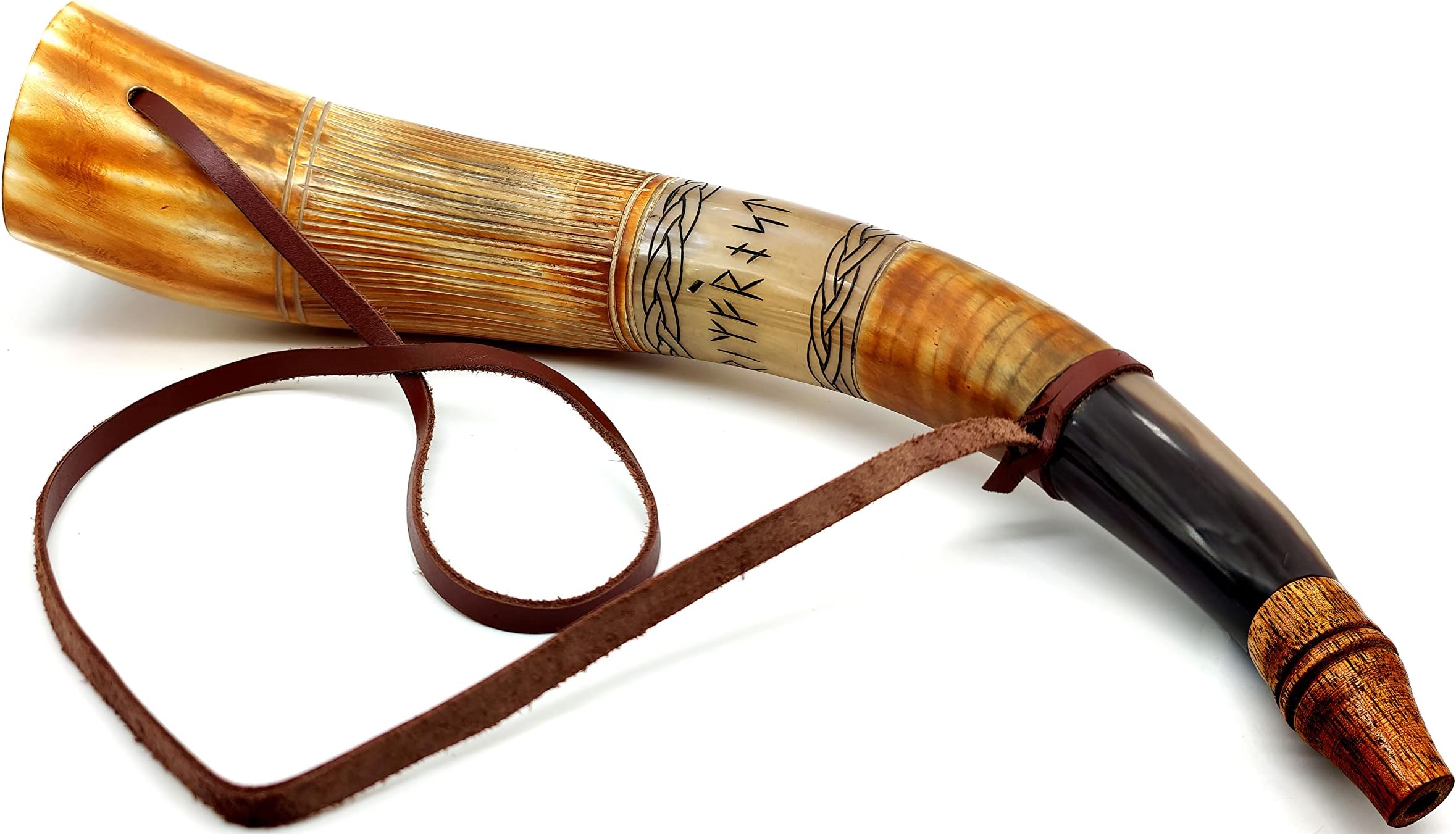 5MOONSUN5's Viking Blowing Cow Horn Whistle - Medieval, Norse Cattle Ancient Horn Bugle - Hunting Tool