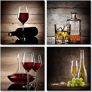 30+ Home Bar Wall Decor Ideas That Transform Spaces 10 Wieco Art Red Wine Cups Modern Kitchen Wall Art Dinning Room Wall Decor ...