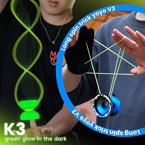 Miniatura 40 de MAGICYOYO Yoyos responsivos para niños principiantes, paquete de 2 Pro Yoyo, Yo Yo V3 de metal de doble función, yoyos de plástico K1 Plus con 12