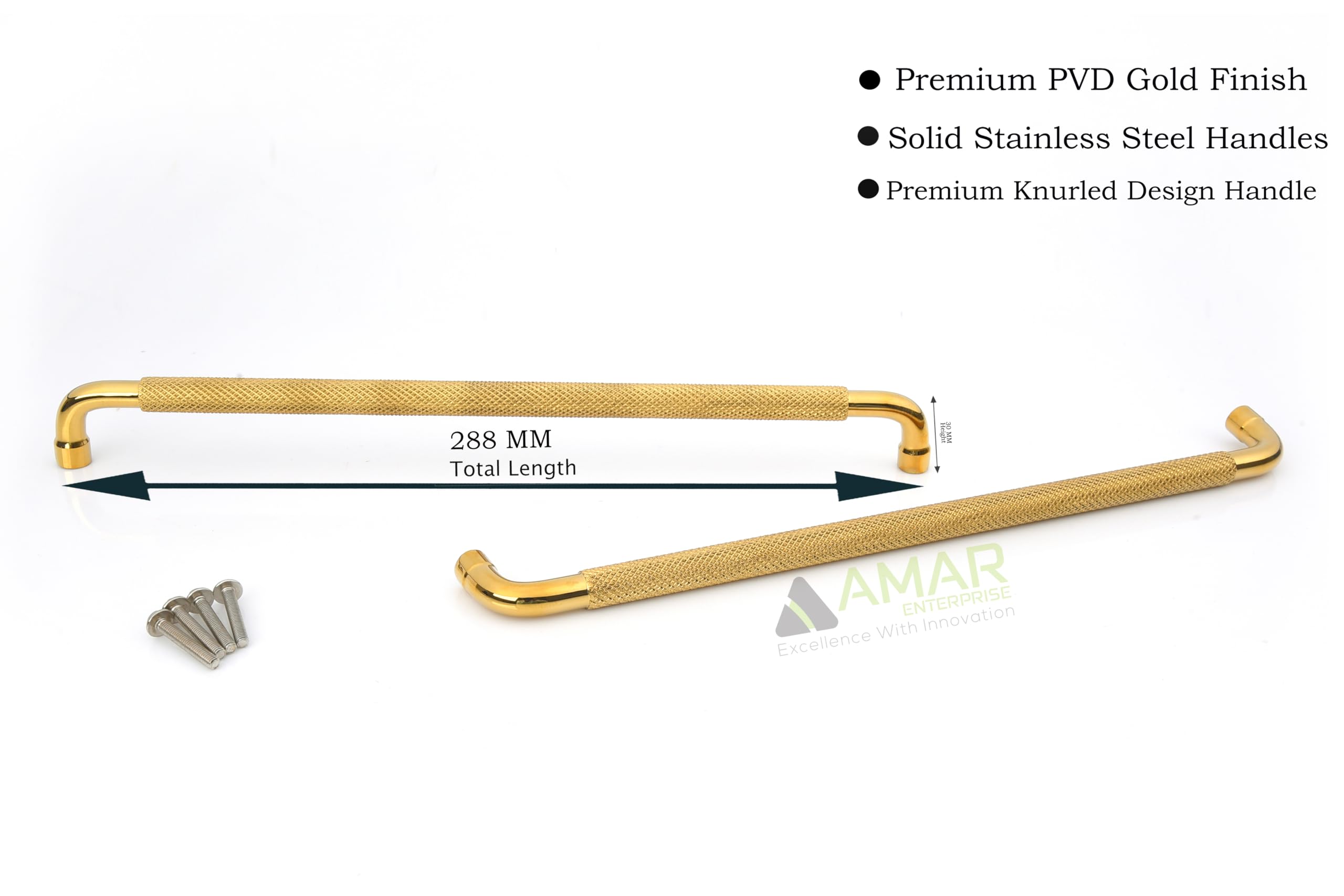 PVD Gold Cabinet Handles - Elegant Knurled Design -4