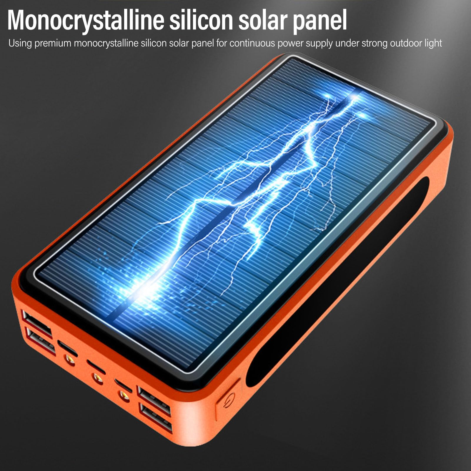 Fafeicy Solar-Powerbank, 50.000 MAh, Hohe Kapazität, Tragbares USB-C-Ladegerät aus Aluminiumlegierung für Outdoor-Enthusiasten, Camping, Wandern, Reisen und Notstromversorgung (ORANGE)