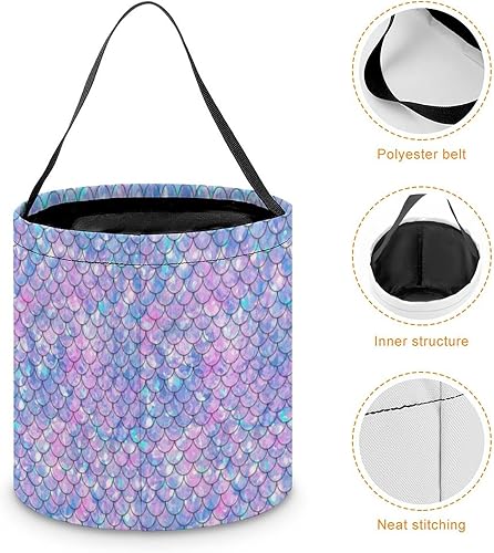 Miniatura 4 de Cubo de cubo de Halloween con diseño de sirena arcoíris, bolsa de dulces para niños, decoraciones de Halloween