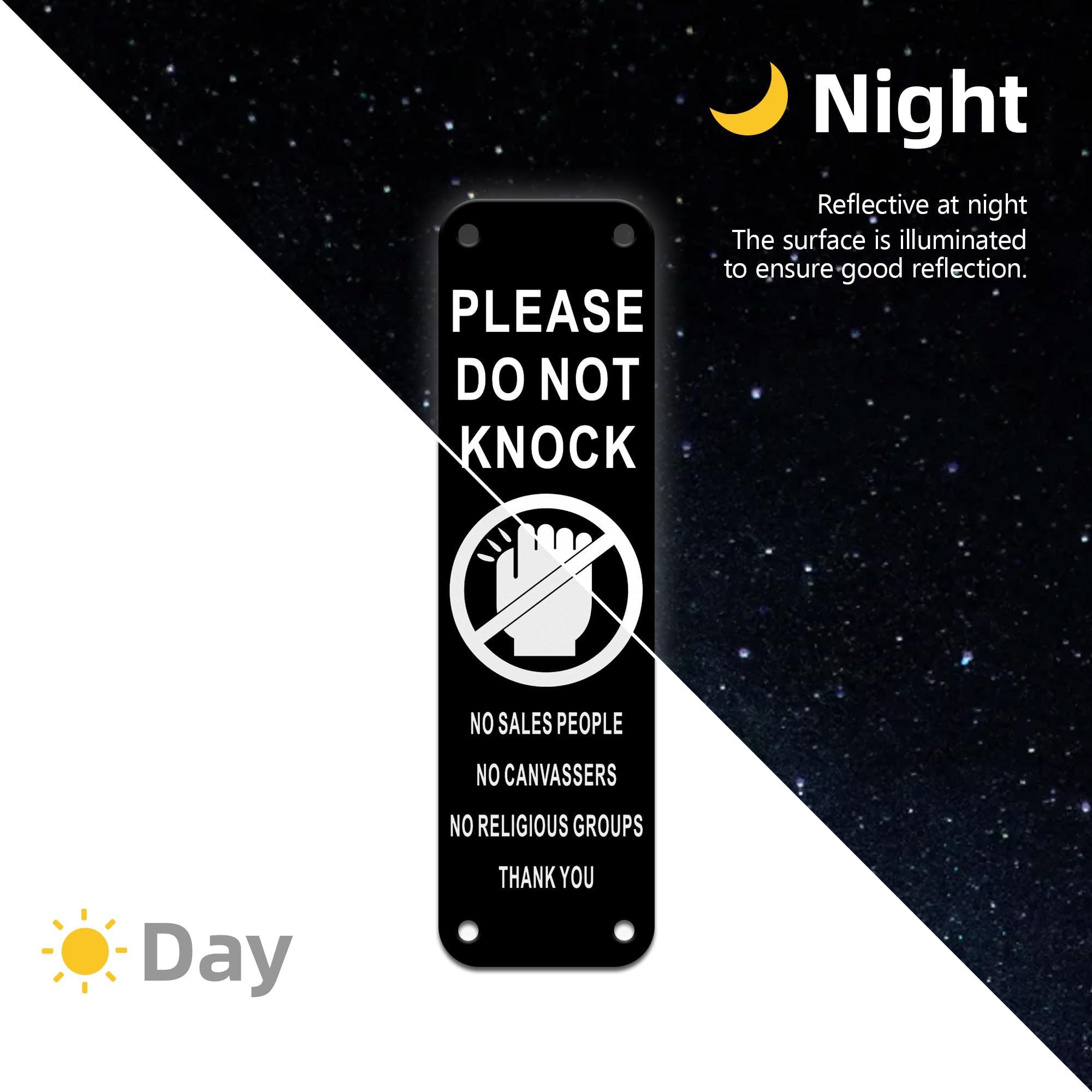 TAKULA Do Not Knock Sign for Front Door,16 * 4.5CM Please Knock Do Not Disturb Sign,No Canvassers,No Sales People,Suitable for Indoor and Outdoor Gates - Image 3