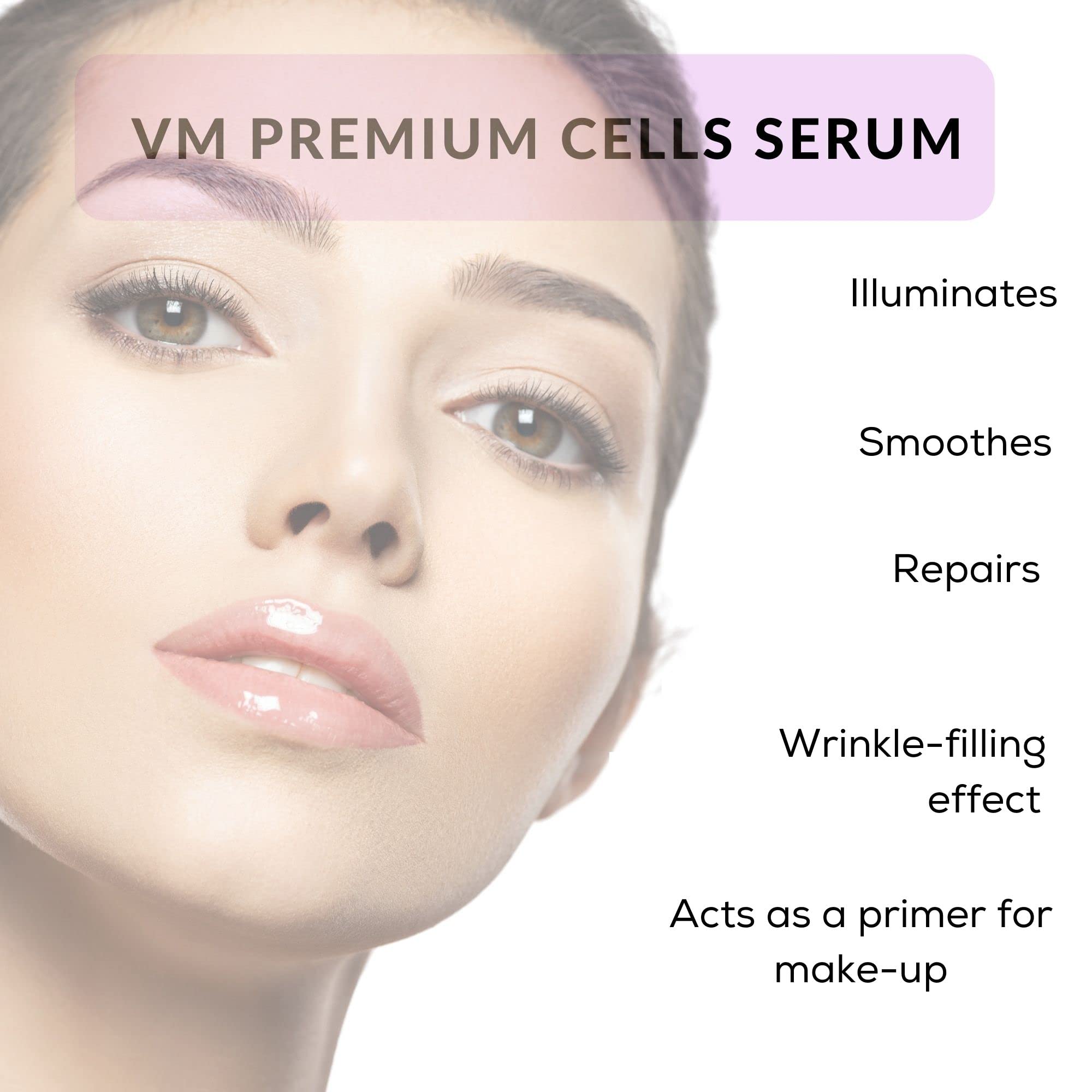 Kosei - VM Premium Cells - Sérum Antiarrugas - 30 ml - Rellenador de Arrugas - Con Ácido Hialurónico - Con Efecto Alisante - Sin Alcohol - Sin Colorantes - Vegano