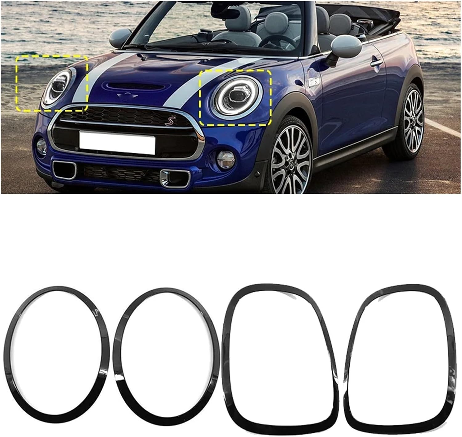 Compatible For Mini Cooper F55 F56 F57 One S JCW 2014-2021 Front Headlight Rear Tail Light Surround Trim Styling Exterior Decoration Cover(2 Pairs Matte)