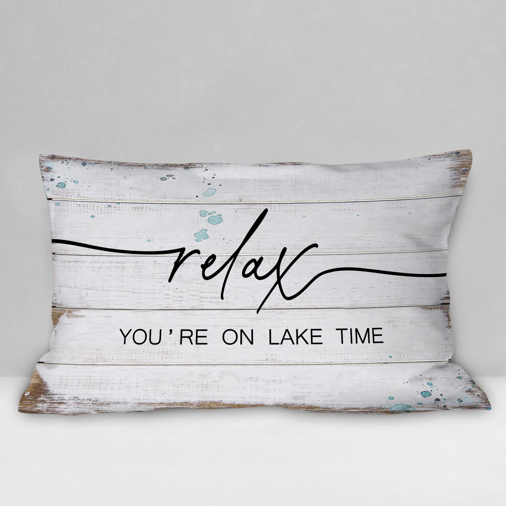 Burosev Rustic Relax Youre On Lake Time Soft Throw Pillow Cover Funny Lake Quotes Decorative Pillowcase Lake House