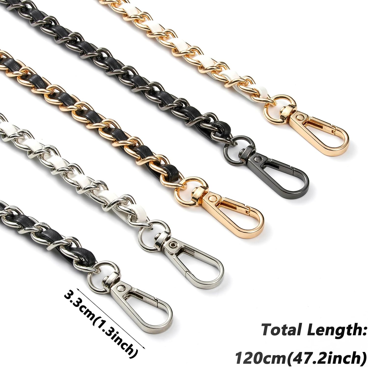 47'' Purse Chain Strap, PU Leather Purse Strap Crossbody Bag Chains Replacement Strap for DIY Purse, Handbag - Image 3