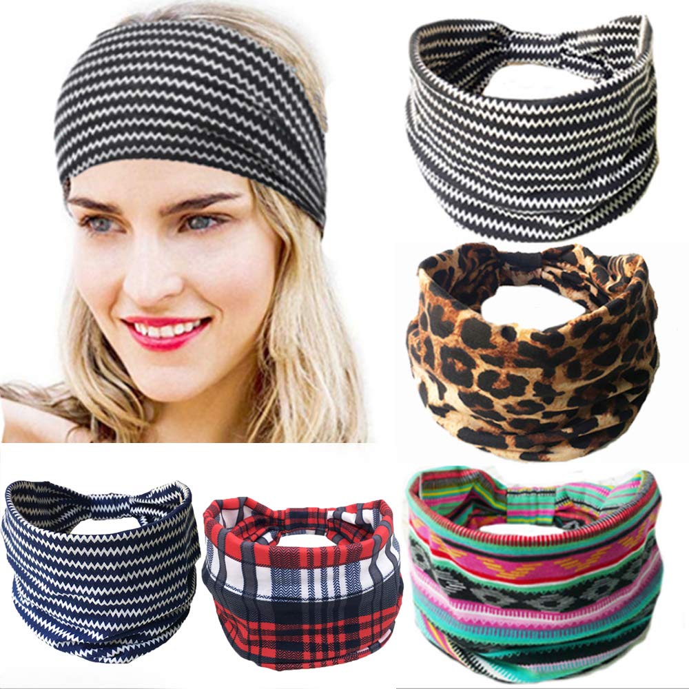 YAKEFJ Sports Yoga Wide Elastic Head Wrap Headband Hair
