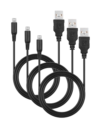 3-Pack USB Charging Cable Compatible with Nintendo New 3DS XL/New 3DS/3DS XL/3DS/New 2DS XL/2DS XL/2DS/DSi/DSi XL