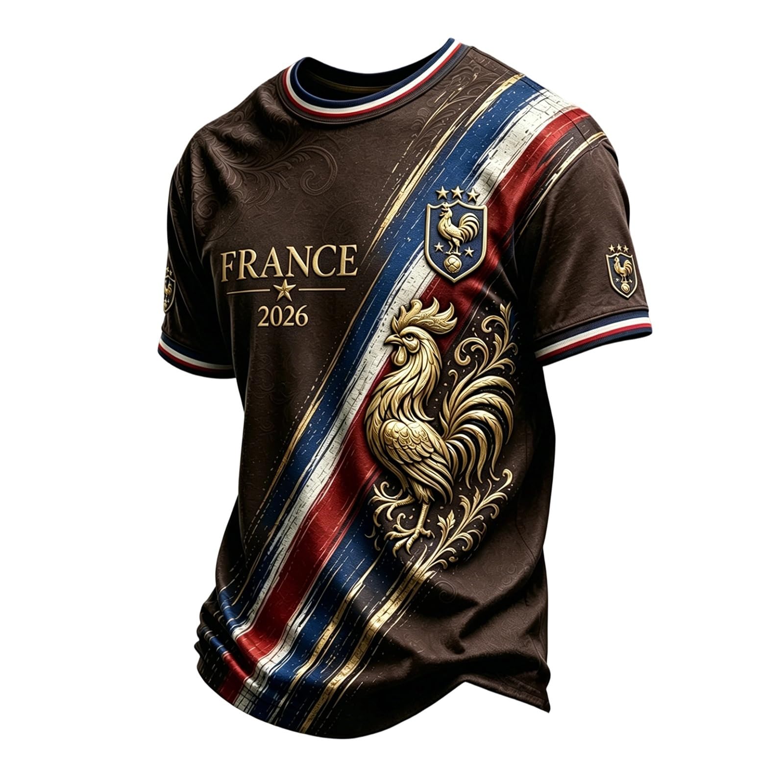 Football Jersey Short Sleeve for Men Classic Style England Football Shirts Sport Casual T-Shirt Ideal for Young Football Fans and Sports Activities 05-Light Brown 3XL