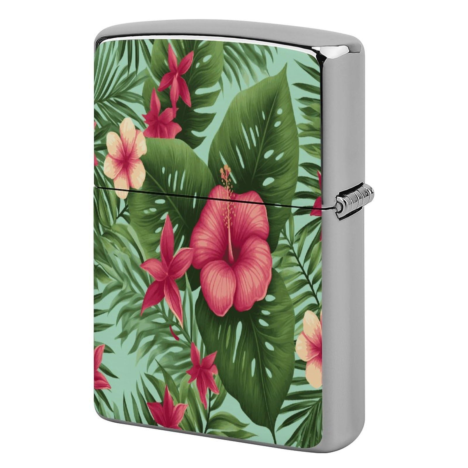 Btcowzrv Style Tropical Hibiscus Metal Lighter Case Sleeve Cover Holder