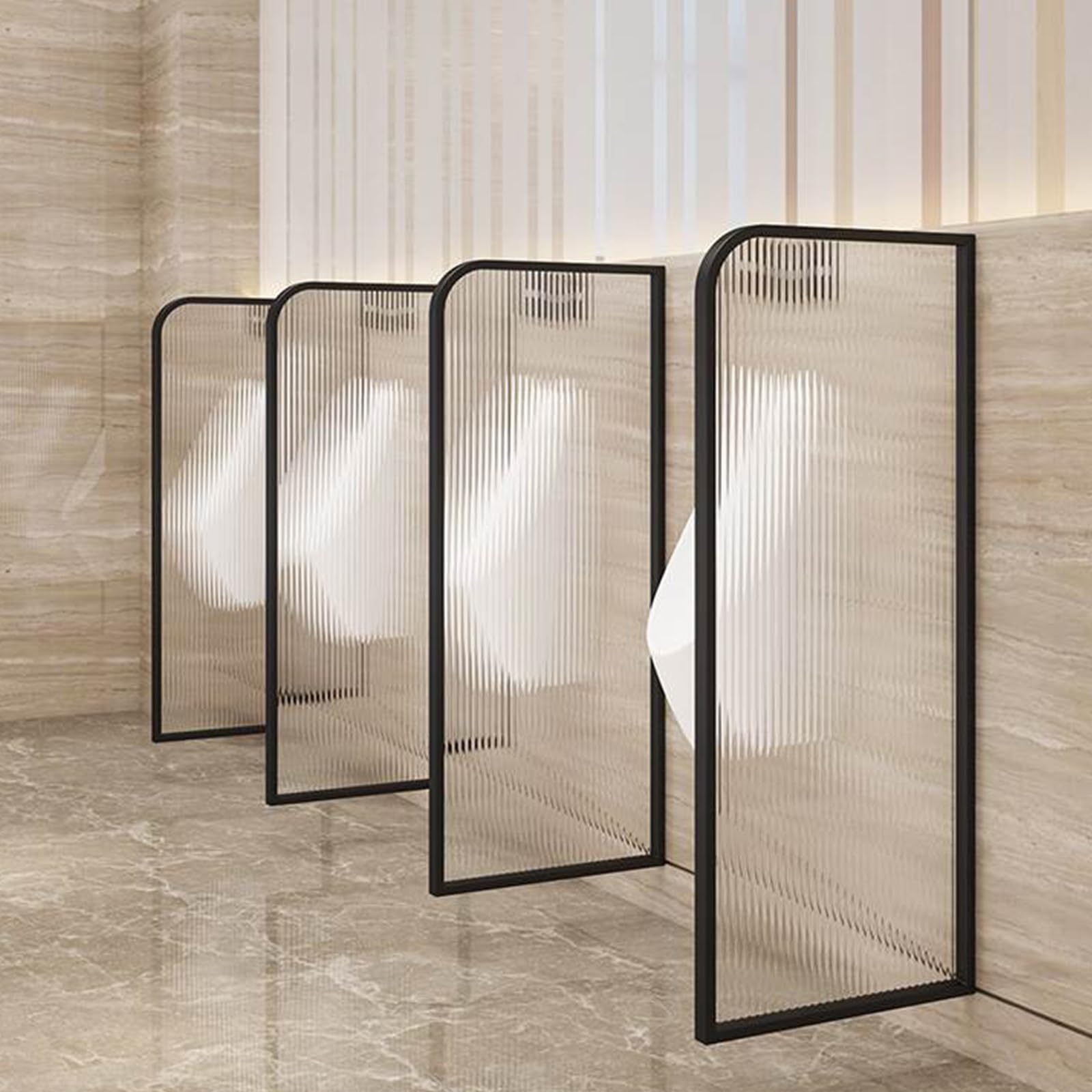 SXDMOUBK Stainless Steel Urinal Screen Partition, Tempered Glass Privacy Panel for Men's Restroom, Hotel School Bar Home Improvement Toilet