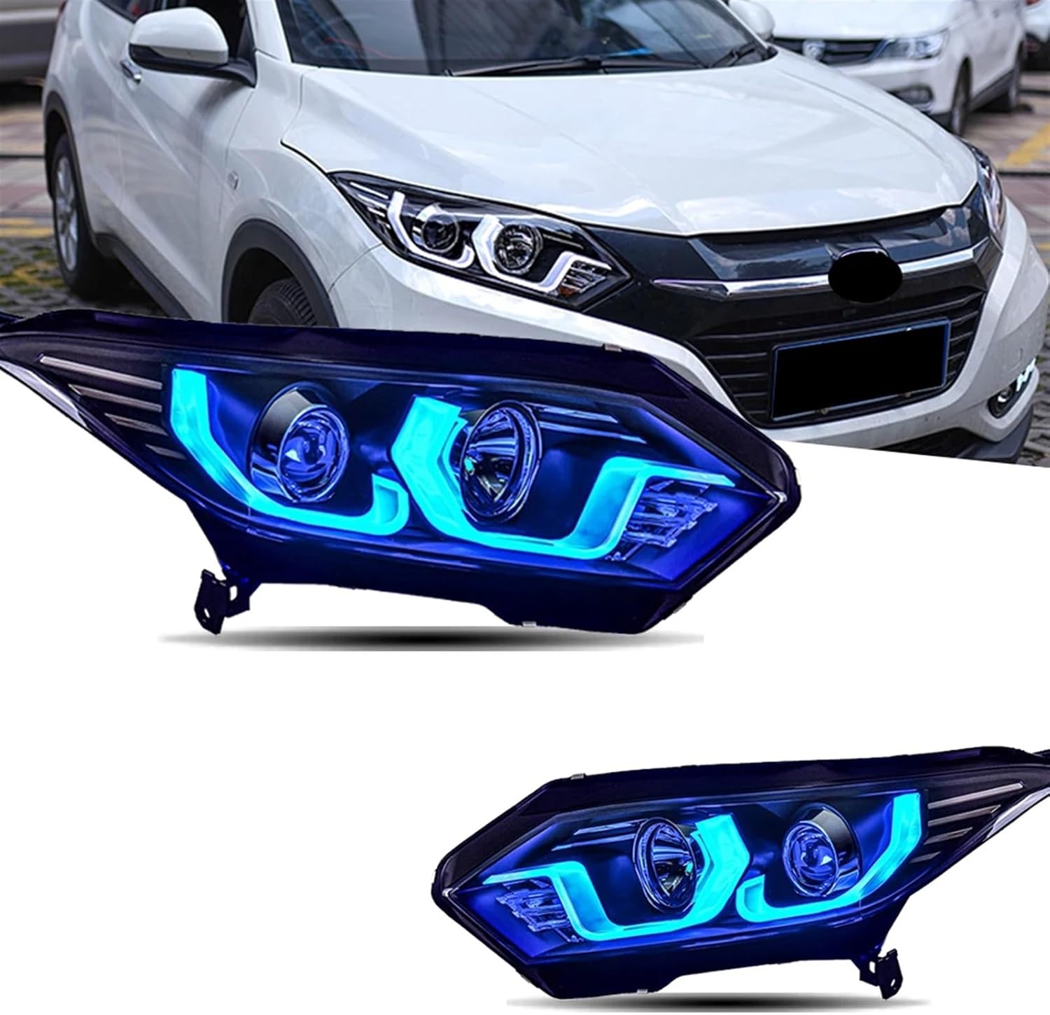 Automobile Headlight Compatible For HRV Vezel Headlights 15-17 LED Head Lamp Car Styling DRL Signal Projector Lens Automotive Accessories