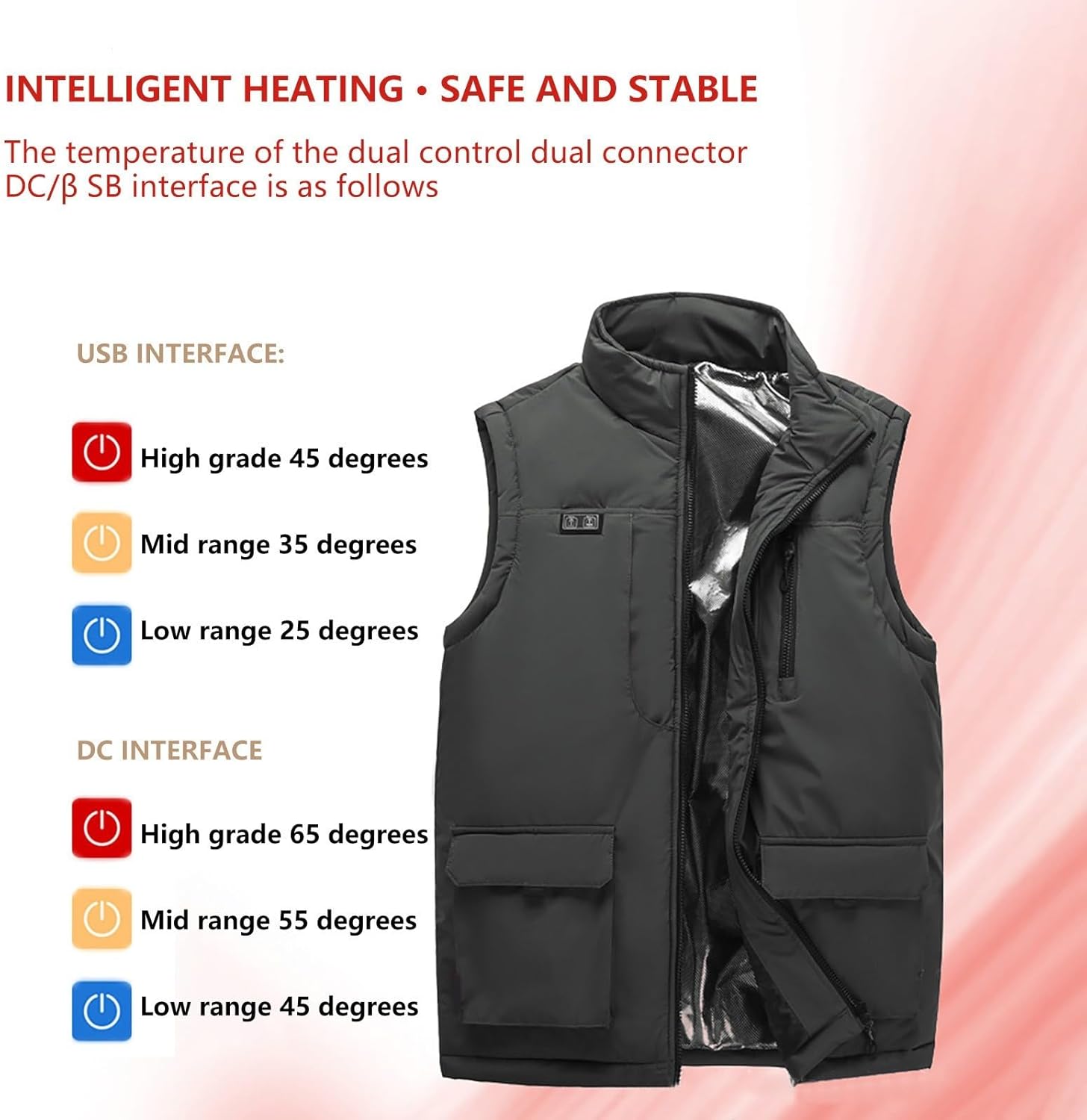 Mens Heated Quilted Vests Lightweight Golf Running Vests Big and Tall Multi Pockets Sleeveless Softshell Jackets