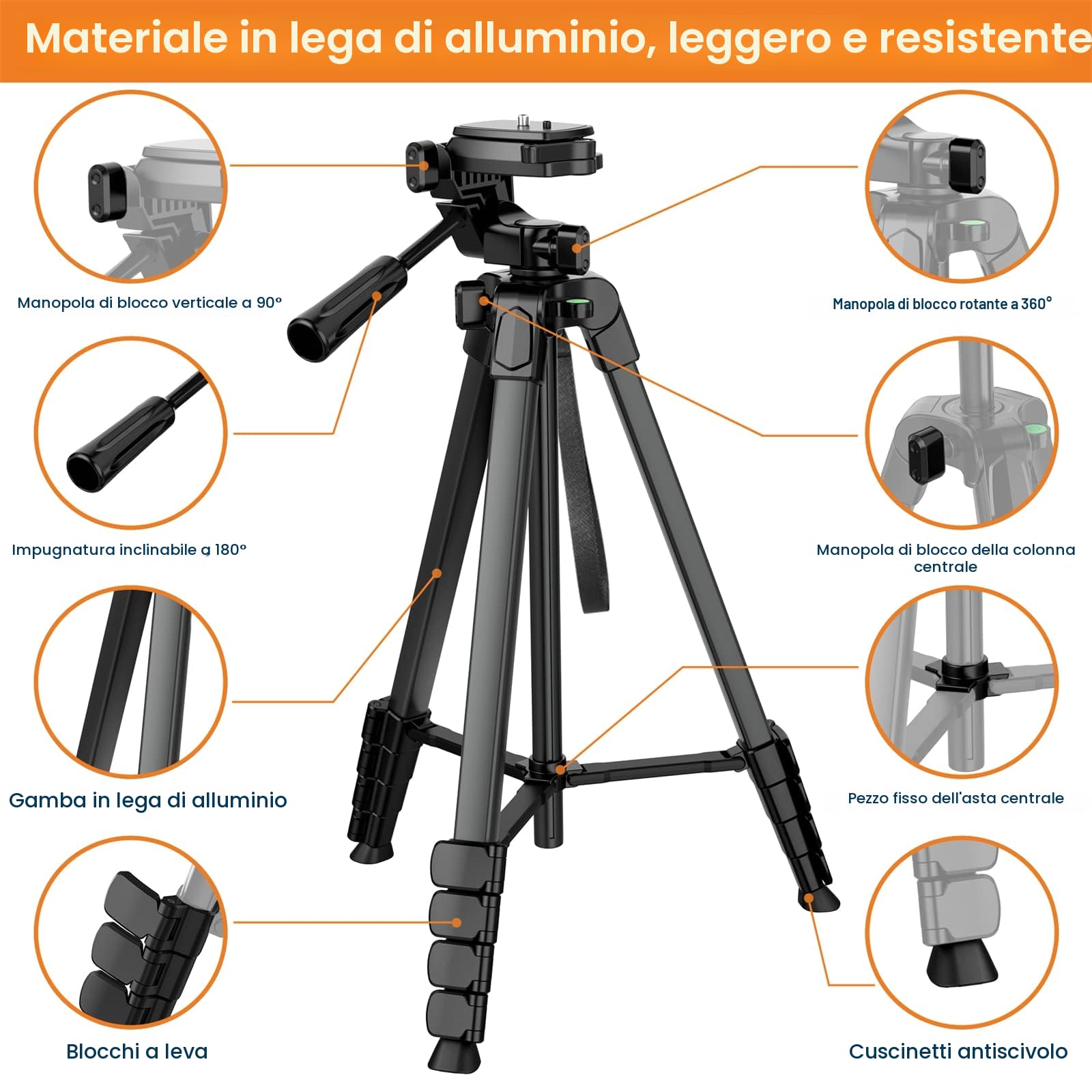 Treppiede Smarthphone, Nuovo 172cm/67in Treppiedi Fotocamera Cavalletto Smartphone per iPhone/Samsung/Huawei/iPad/Reflex, Cavalletto Telefono con Supporto Telefono e Telecomando Bluetooth