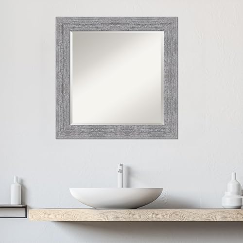 Miniatura 10 de Amanti Art Espejo de baño, espejo de pared gris rústico para usar como espejo de tocador de baño sobre el fregadero (29.25 x 41.25 pulgadas), espejo