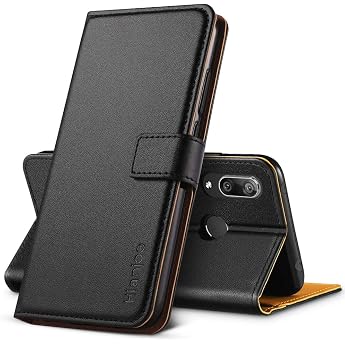 Hianjoo Case Compatible with Huawei Y7 2019 Mobile Phone Case Premium Leather Flip Wallet Case Compatible with Huawei Y7 Prime 2019 [Stand Function/Card Slots/Magnetic Closure Snap] Black