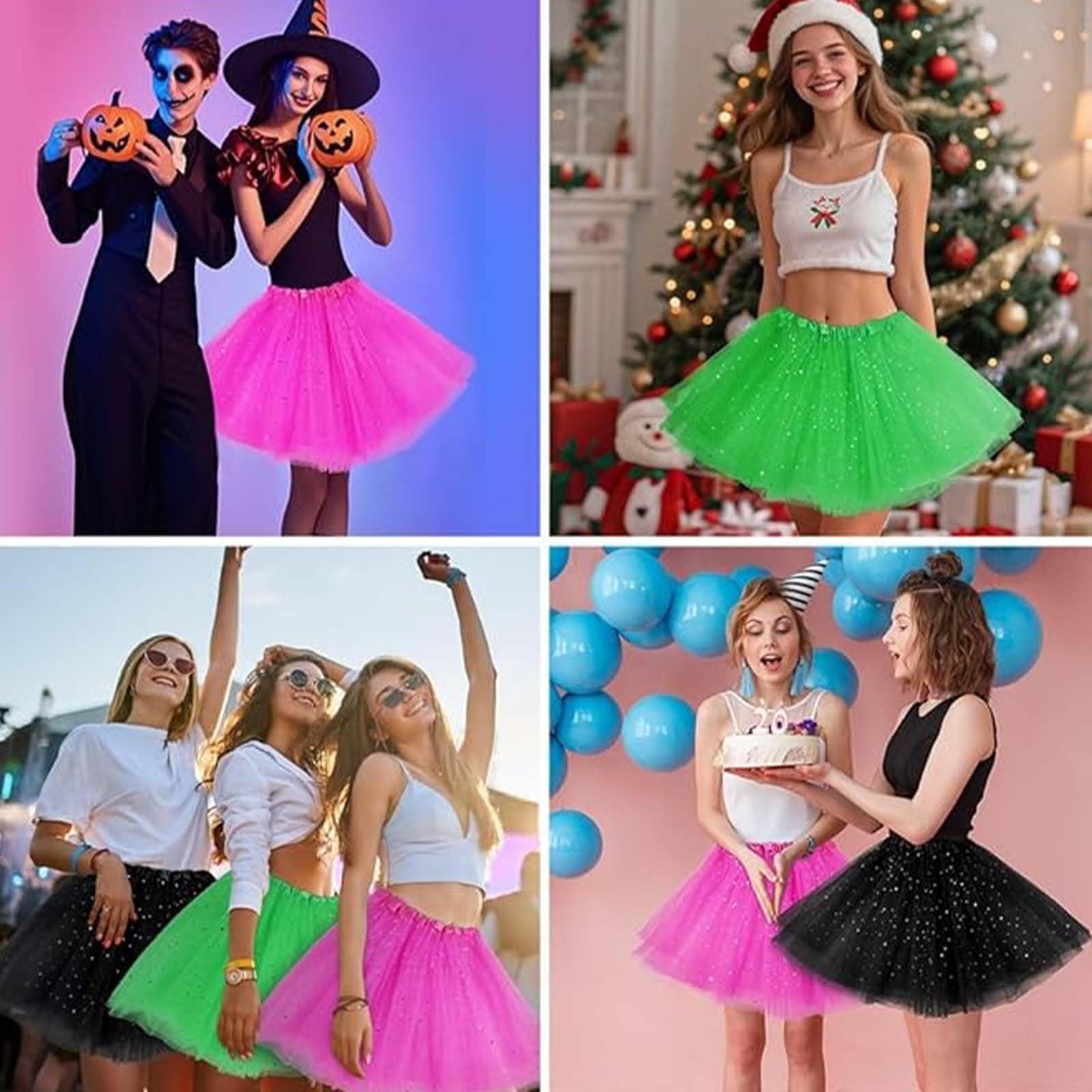 Falda de Tutú de Baile de Lentejuelas de Princesa de Tul para Mujer, Adulto Retro 80s Fiesta y Halloween