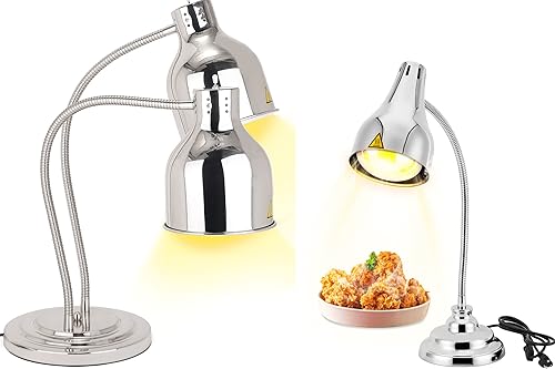 Ymjoinmx Lámpara de calor comercial de doble cabeza lámpara de calor de alimentos de una sola cabeza para alimentos pizza hogar