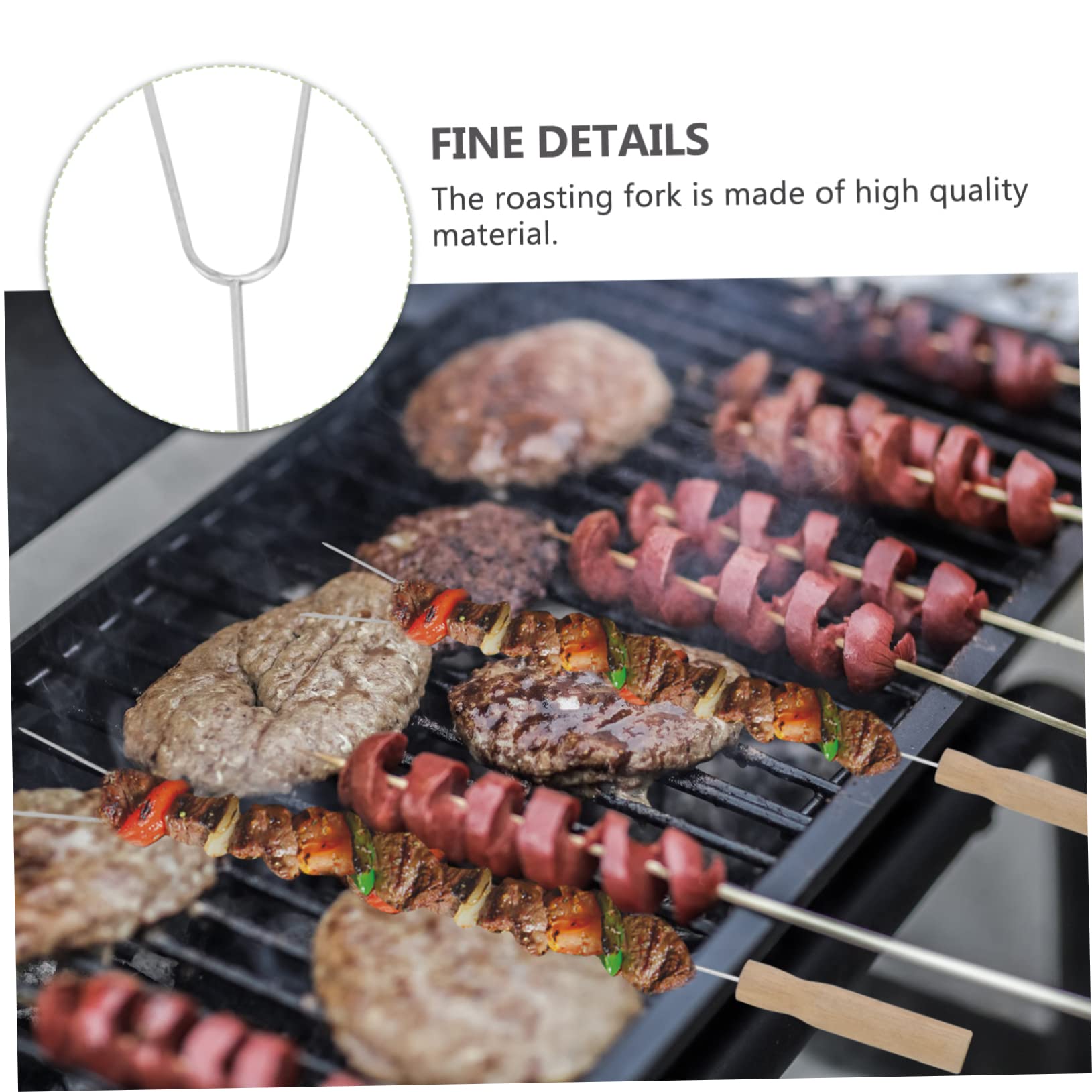 BESTonZON 15 Pezzi Forchette per Barbecue con Legno Strumenti Riutilizzabili Inossidabile per Grigliate e Facili da e Resistenti