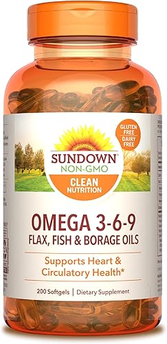 Sundown Triple Omega 3-6-9 salud cardíaca y circulatoria 200 cápsulas blandas el embalaje puede variar