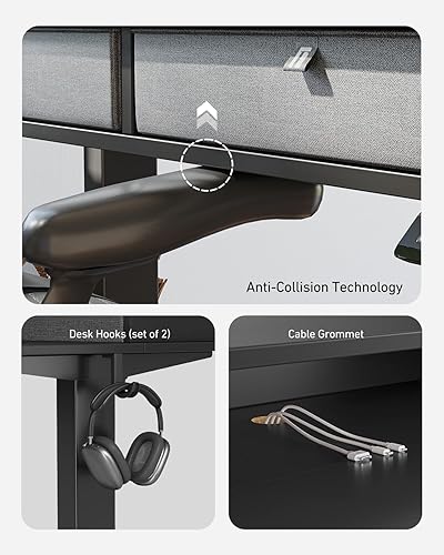 Miniatura 9 de FEZIBO Escritorio Eléctrico de Pie Resistente Ajustable en Altura con Cajones, Mesa de 48 x 24 Pulgadas con Estante de Almacenamiento Grande,