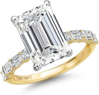 14K Two Tone Gold 1-5 Cttw IGI Certified Emerald Cut Lab Grown Diamond Engagement Ring for Women | E-F Color | VS1-VS2 Clarity | Wedding Anniversary Gold Ring For Women | Available In Size 5-9