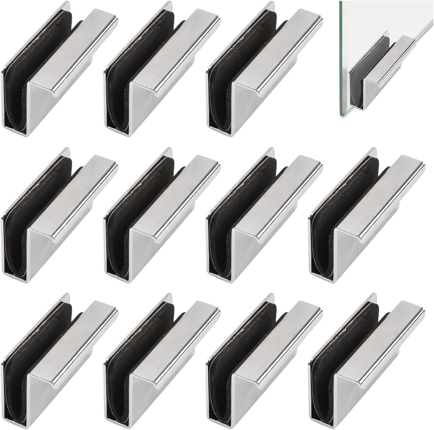Glass Finger Edge Pull, 4Pcs Cabinet Finger Pull Handle Glass Door Clips Cabinet Latch Clamp Concealed Handle for Display Glasscase Door (Gold)