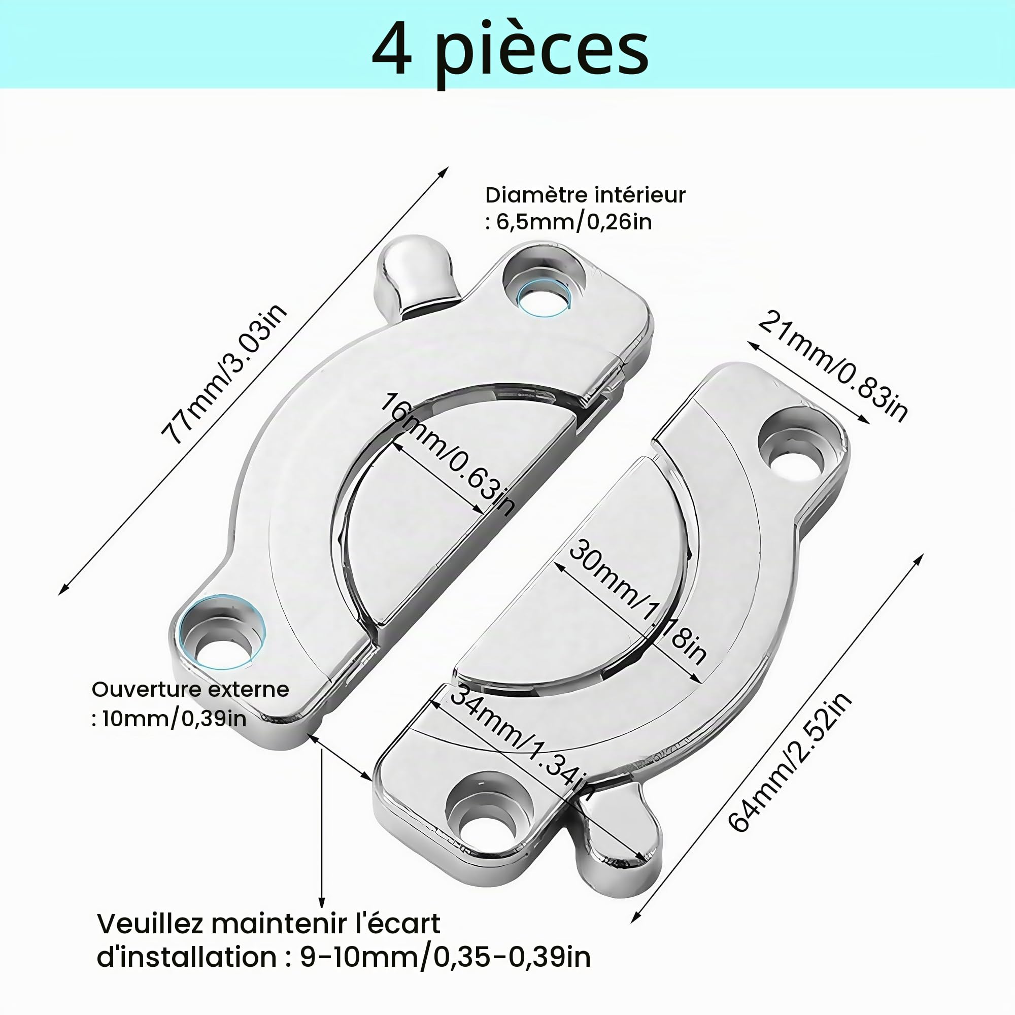 4 Pièces Connecteurs de Table en Alliage de Zinc, Connecteurs de Plans de Travail, Connecteurs de Plateaux de Table, Connecteurs de Table, Connecteurs de Plaques, Idéaux pour Bureau et Maison