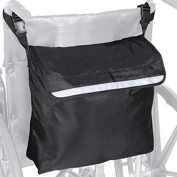 Wheelchair Bag,Multifunctional Wheelchair Backpack,Large Capacity Backpack for Back of Chair for Wheelchairs, Mobility Scooters, Rollators Reflective,Adjustable Straps,Waterproof for Outdoor Use Black