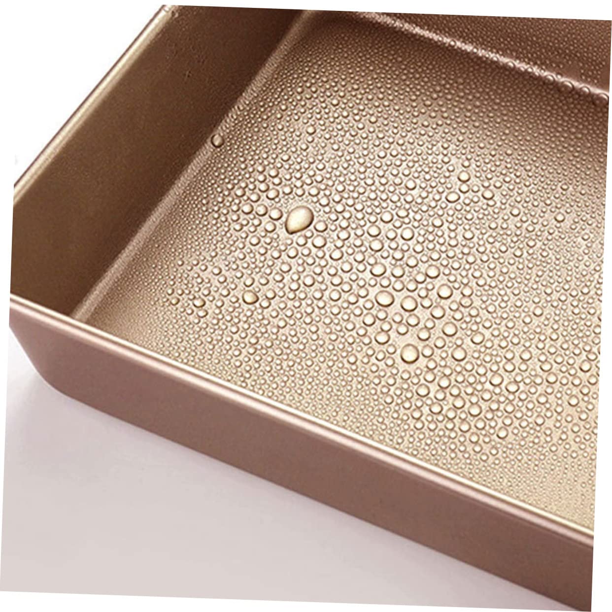 OUNONA Quadratische Backform aus Edelstahl Hitzebeständige Kuchenform mit Antihaftbeschichtung Multifunktional zum Backen Einfache Reinigung Goldfarben