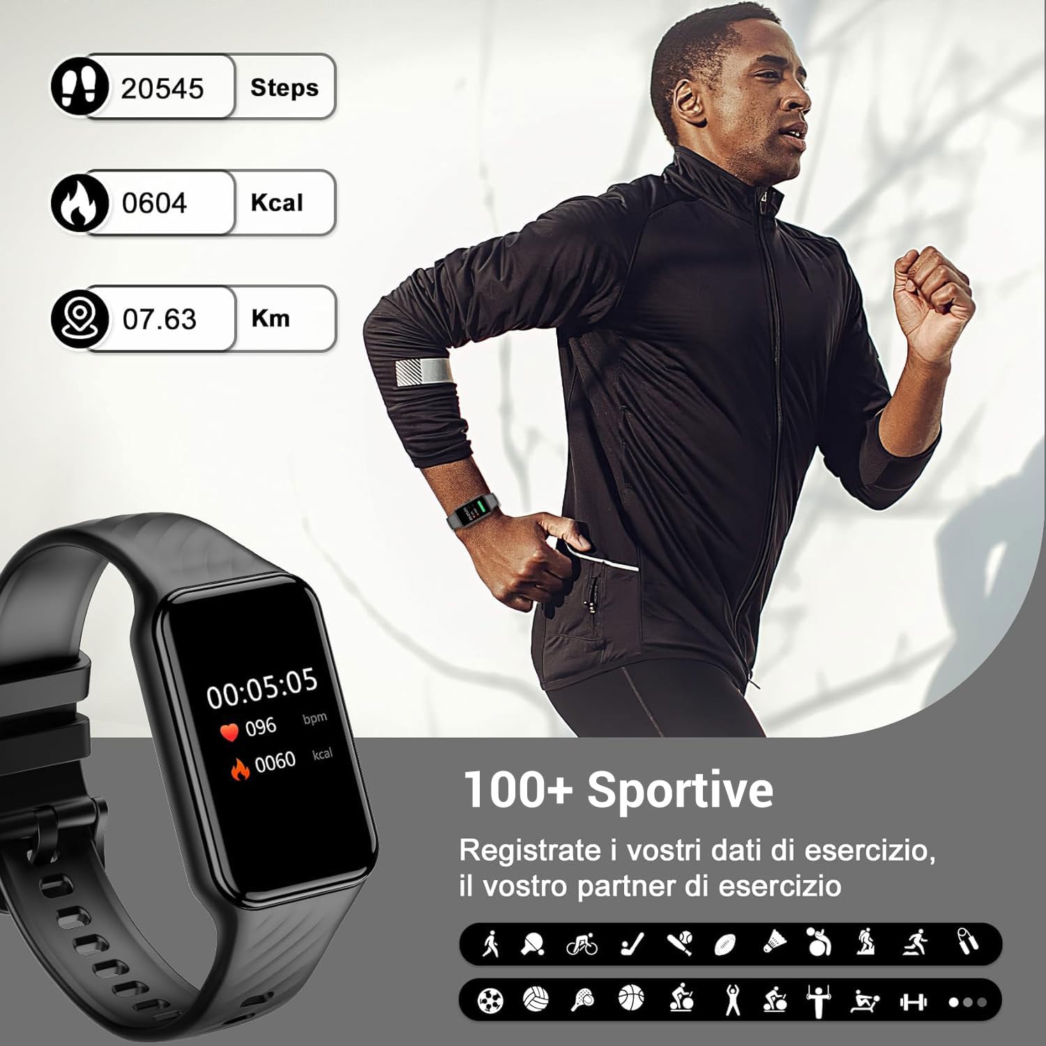 Blackview Smartwatch Uomo Donna,Orologio Fitness Cardiofrequenzimetro 110+ Sportive/SpO2/Sonno/Contapassi, Notifiche Smart Watch Activity Tracker per iOS Android(2 Cinturini)
