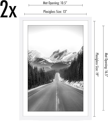 Vista 510 de Americanflat Portarretratos de 8 x 12 pulgadas con plexiglás pulido, juego de 2 portarretratos de 6 x 8 pulgadas con paspartú o para fotos de 8 x 12