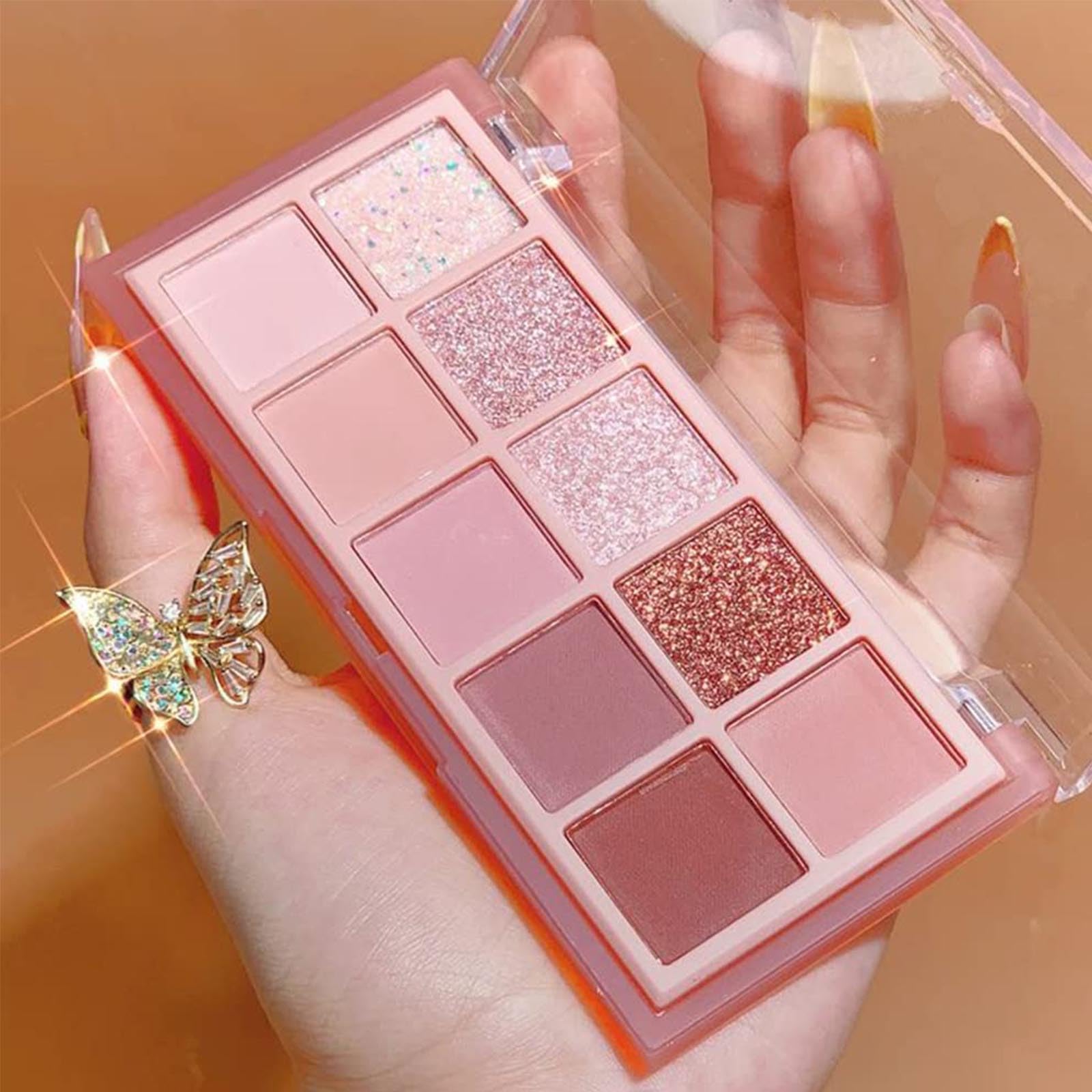 10 Colors Eyeshadow Palette Eye Makeup Blendable - Matte Shimmer Glitter Eye Shadow Brown Gold Pink Neutral Nude,High Pigment Long Lasting Naturing-Looking (03#)