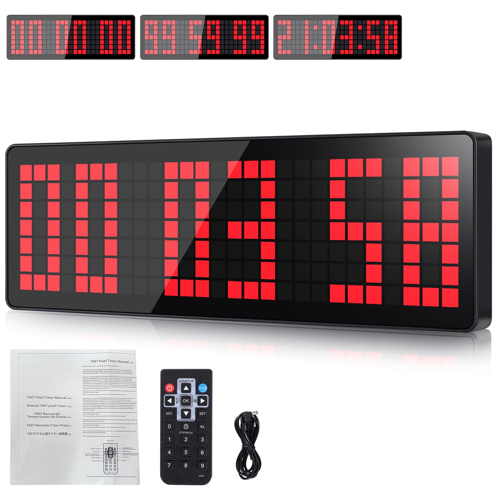 Temporizador de Gimnasio LED 13.2" Grande Reloj de Pared Digital con Cuenta Atrás/Cronómetro y Control Remoto