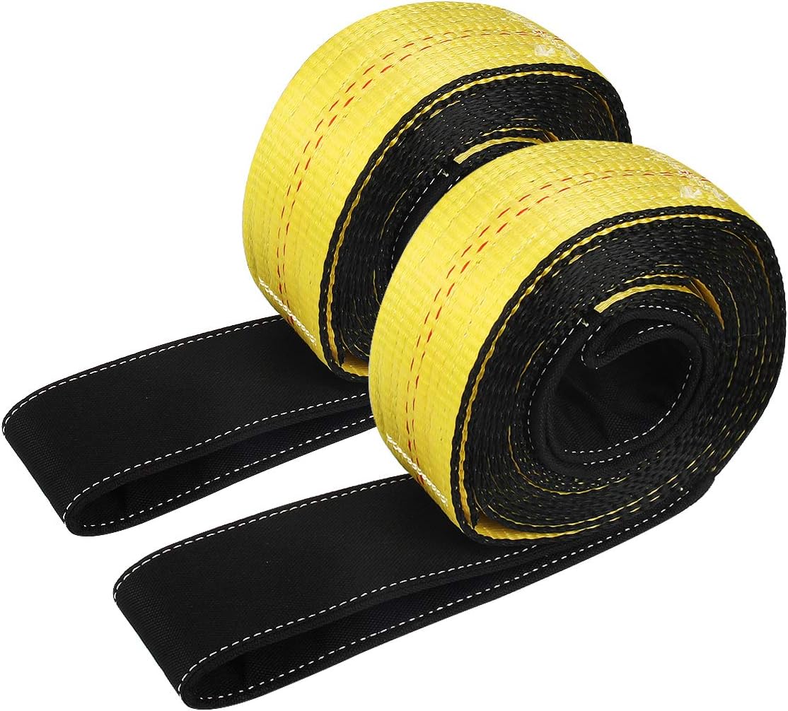 Lift Sling Straps 10'x2 15,000 Pound Capacity 2-Pack Heavy Duty Lifting Slings Web Sling Tree Saver Recovery Strap Web Sling Winch Strap Yellow
