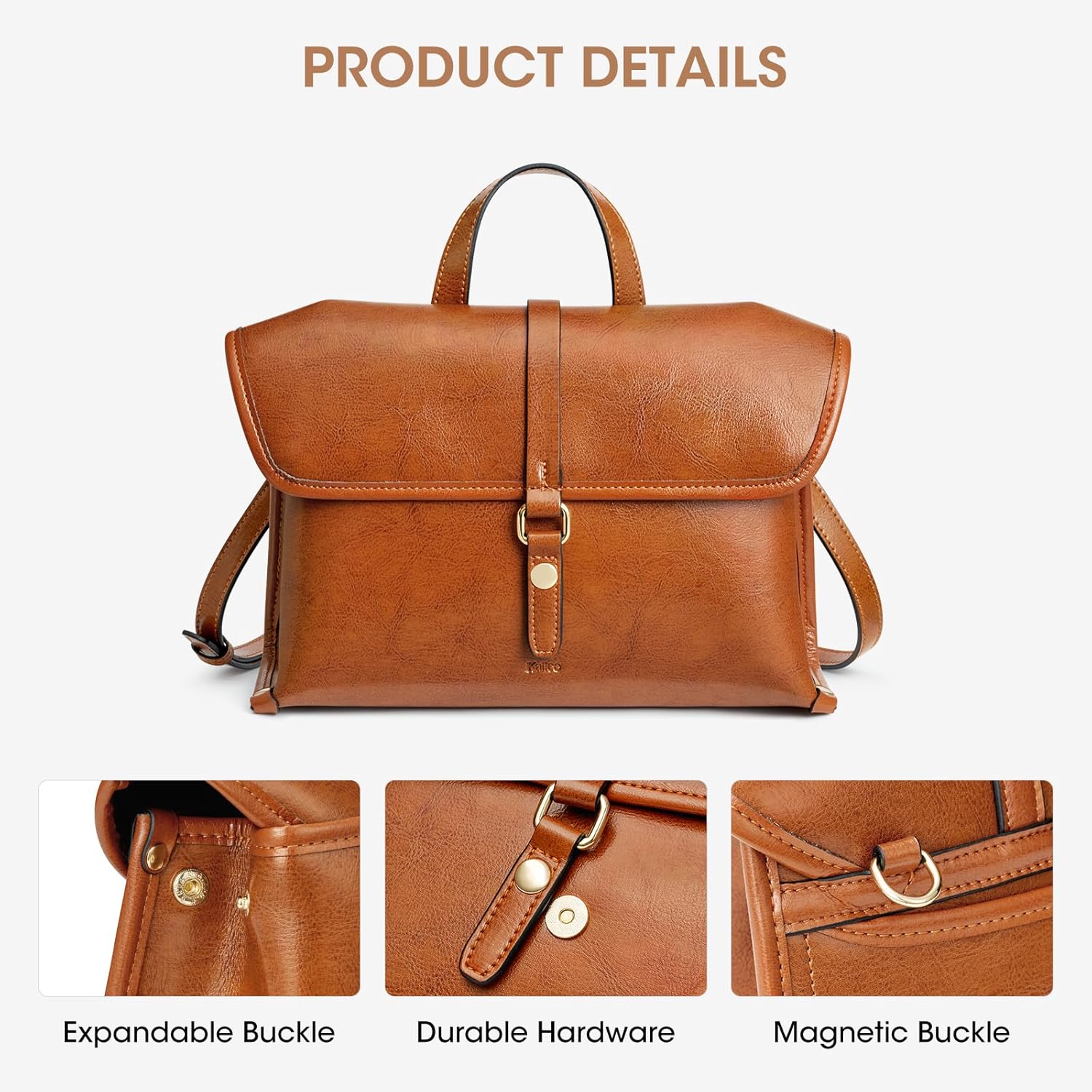 Kattee Leather Crossbody Purses for Women,Designer Women's Top-Handle Handbags,Flap Shoulder Bag with Adjustable Strap - Image 6