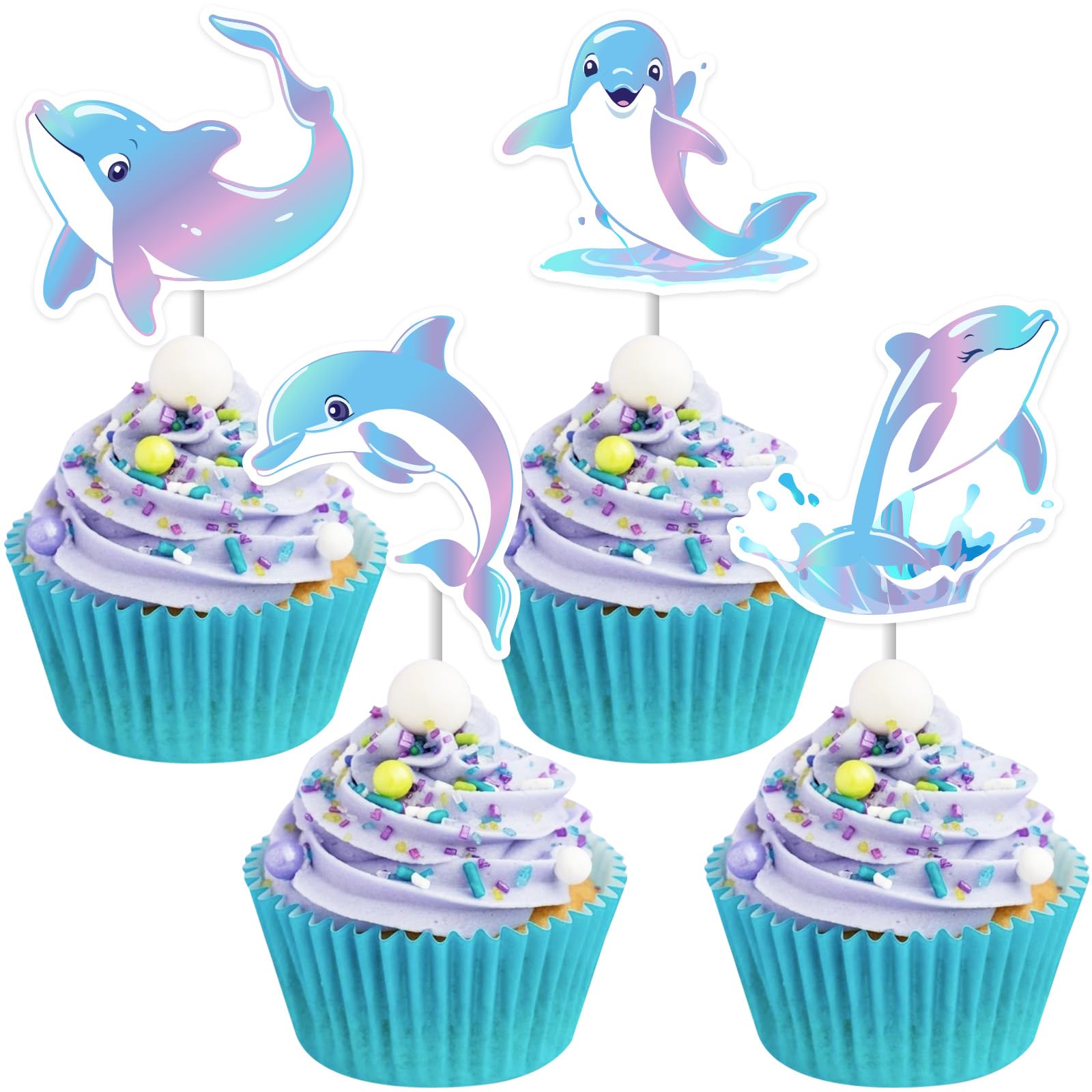 Décoration cupcake dauphin double face pour embellir vos pâtisseries